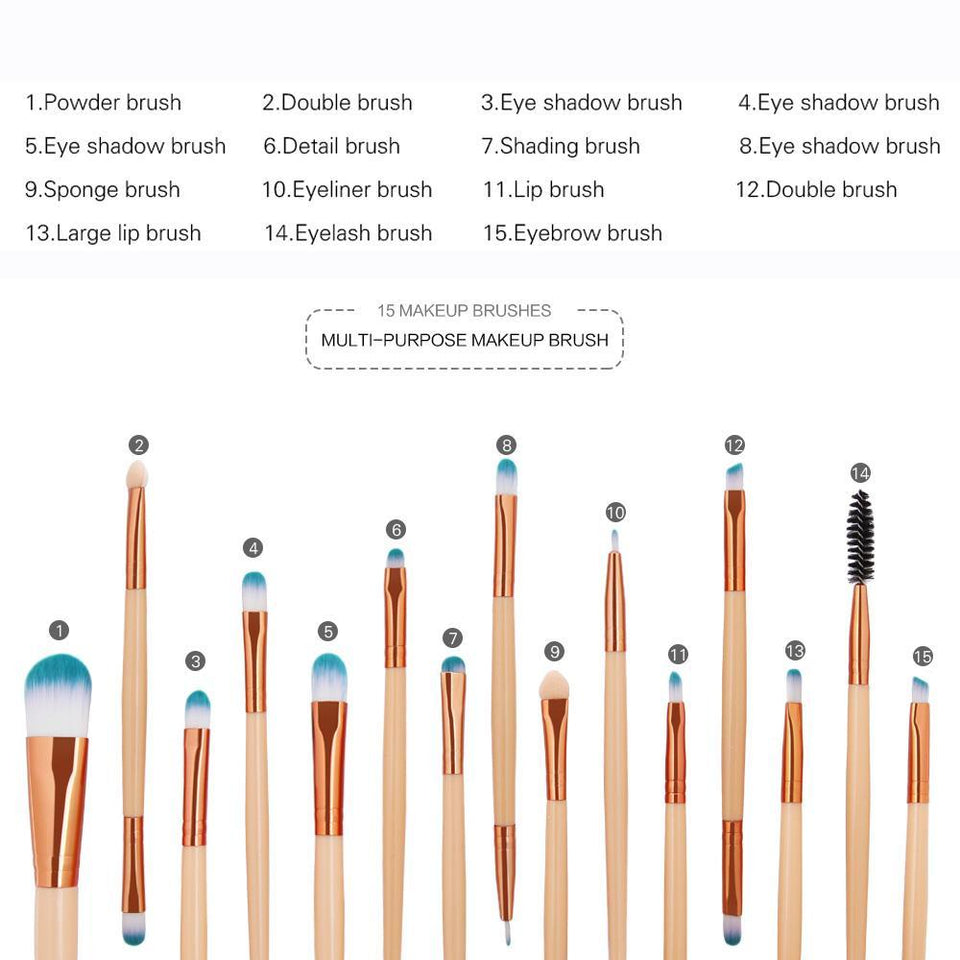 15 pcs Makeup Brushes