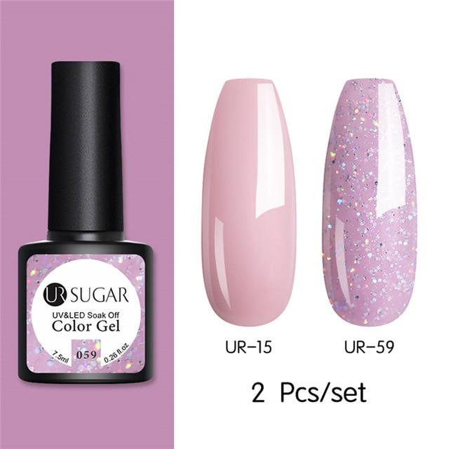 Nude and Sequin Gel Polish Gel Kit
