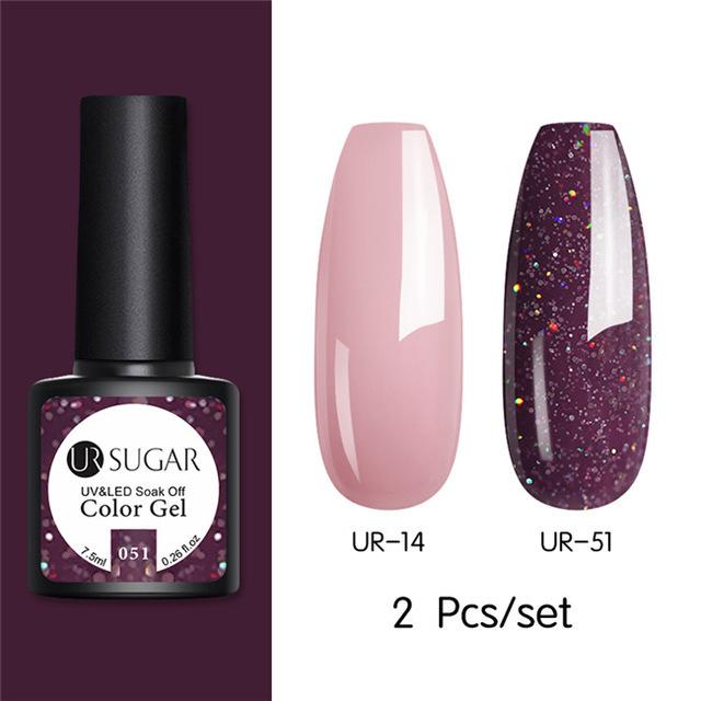 Nude and Sequin Gel Polish Gel Kit